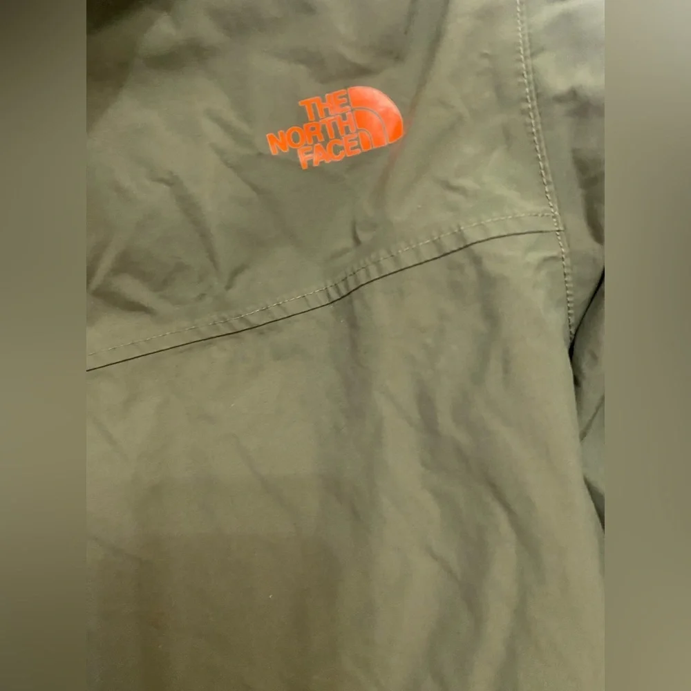 The North Face Olive Jacket with Orange Highlights
